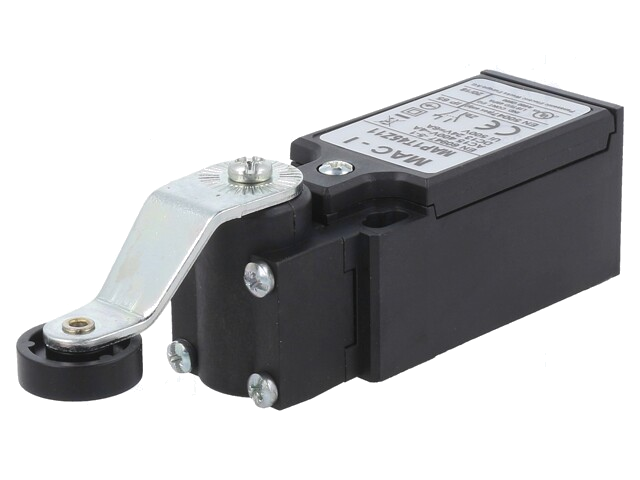 Eindschakelaar; hendel R 43,5mm, roller van kunststof Ø18mm Eindschakelaar; hendel R 43,5mm, roller van kunststof Ø18mm